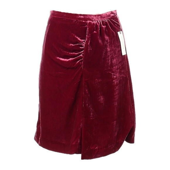 Anthropologie Montie Soft Velvet Velour Ruby Red Mini Skirt Size 10 NWT - Picture 1 of 9